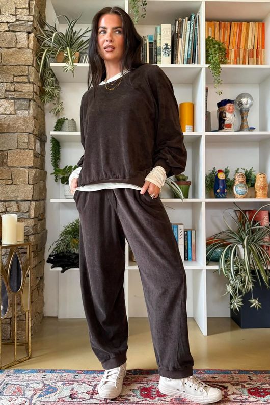 Terry B Lantern Sleeve Sweatshirt Coffee Bean